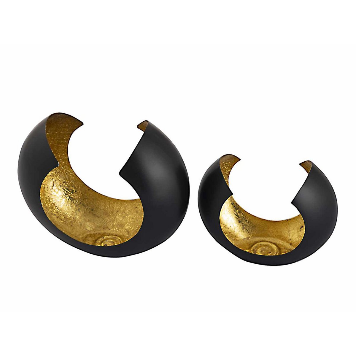 Candle holder set 2-piece tea light holder candlestick Omega black matt gold-plated inside
