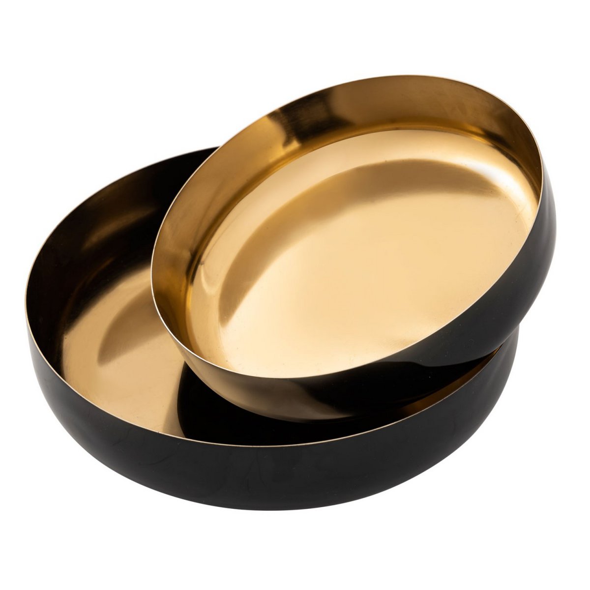 Decorative bowl set of 2 round ø 22/18 cm snack bowl glam high-quality gold metal and enamel inside