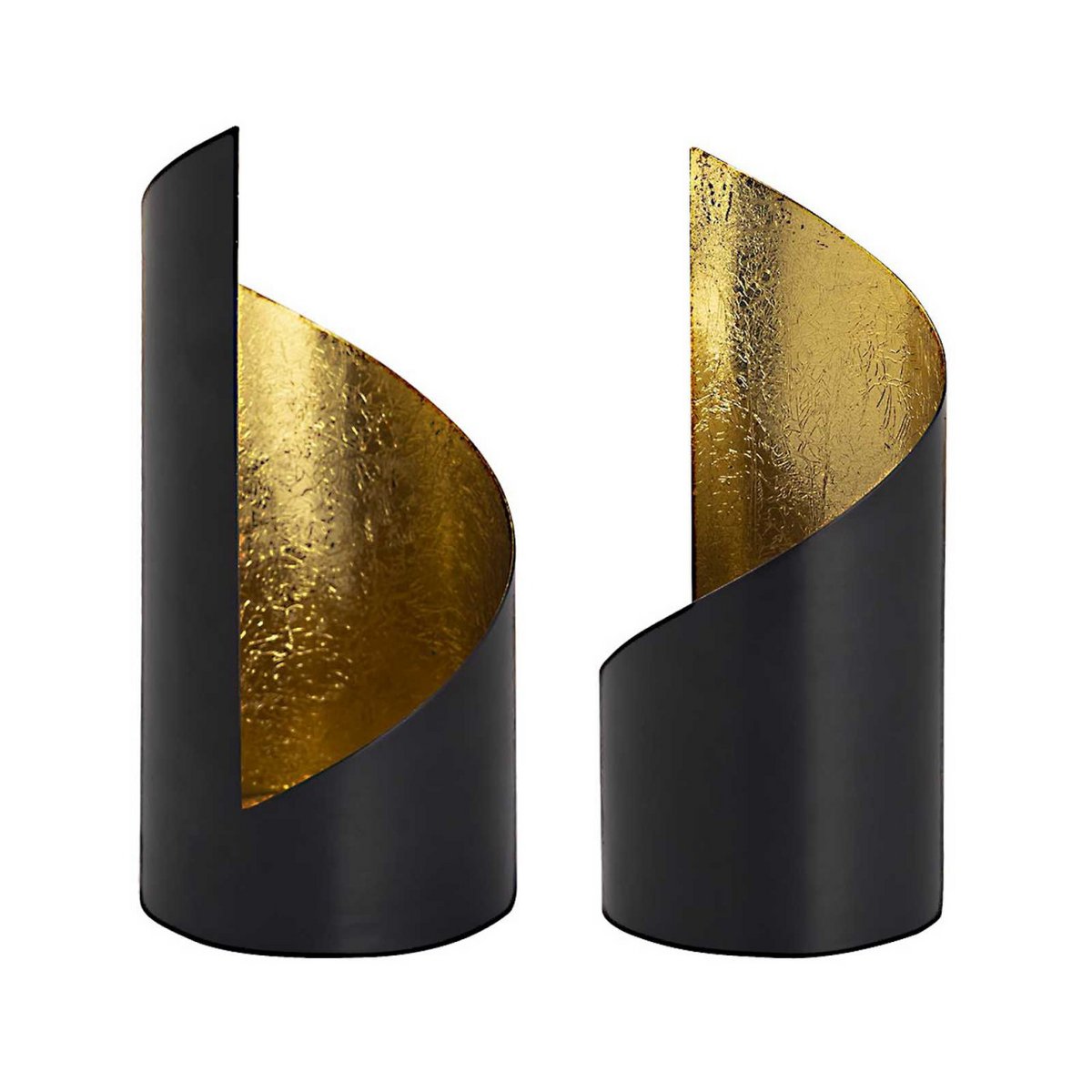 Candle holder 32-piece set 2 x 16 VE tealight holder Kevin cylindrical black matt gold-plated inside