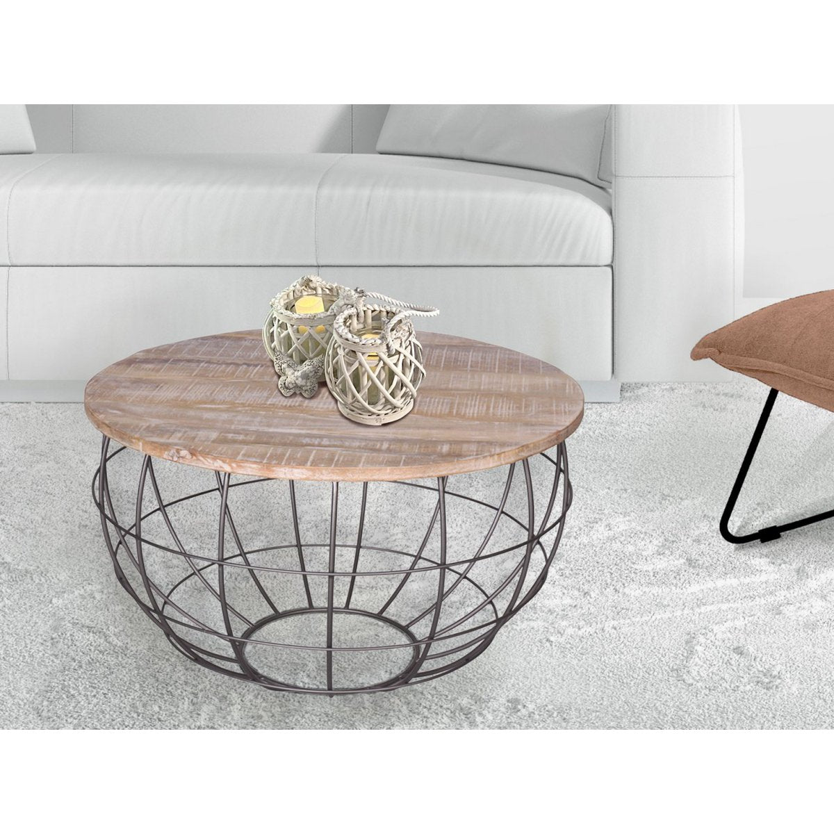 Coffee table ø 55 cm living room table round side table sustainable London metal wire frame grid