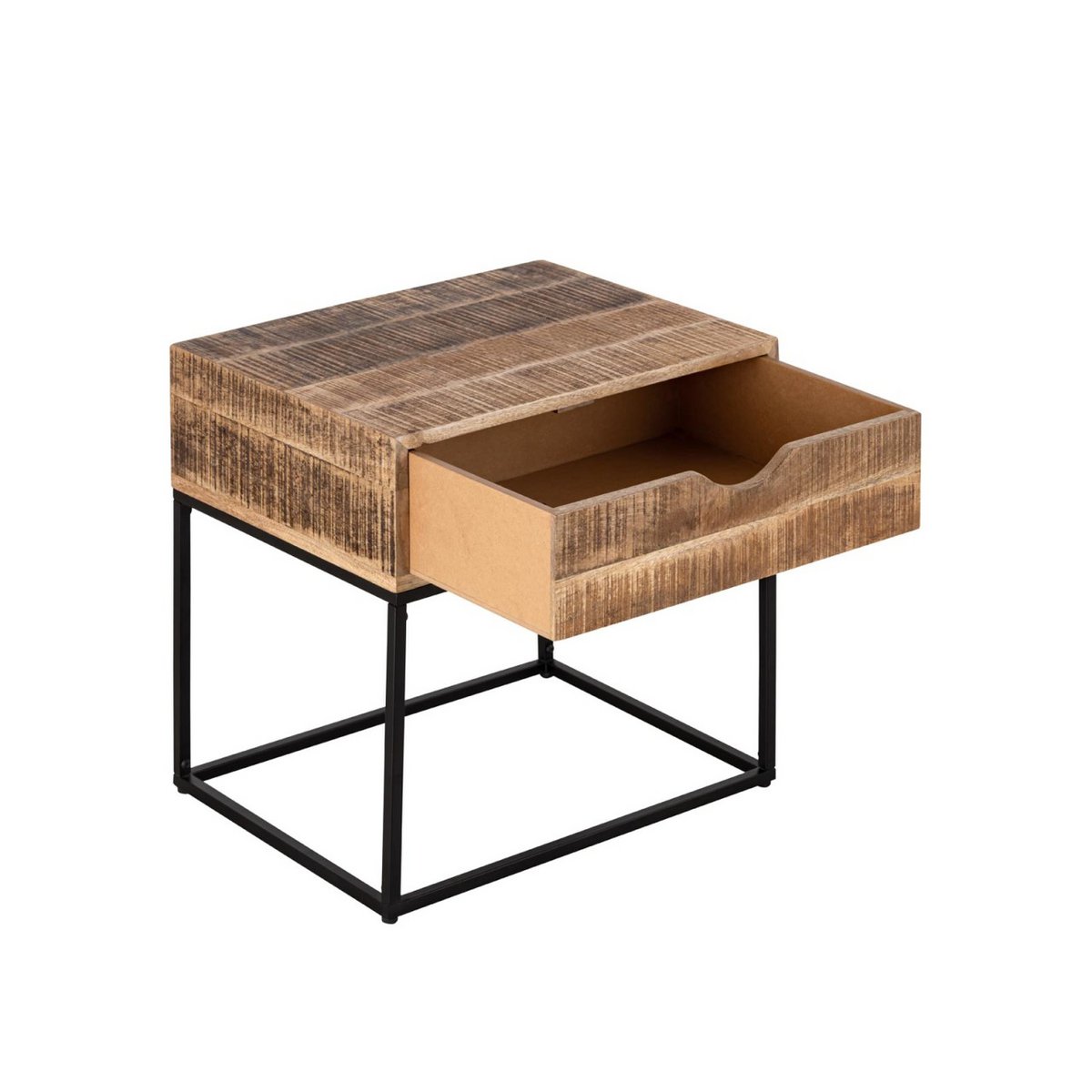 Nightstand wooden nightstand 45x45x35cm night console Maya side table metal frame