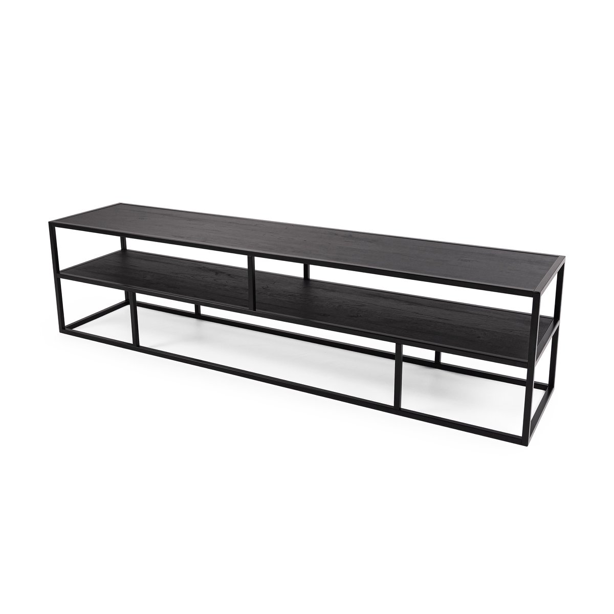 Stalux TV cabinet 'Luuk' 200cm, color black / black oak