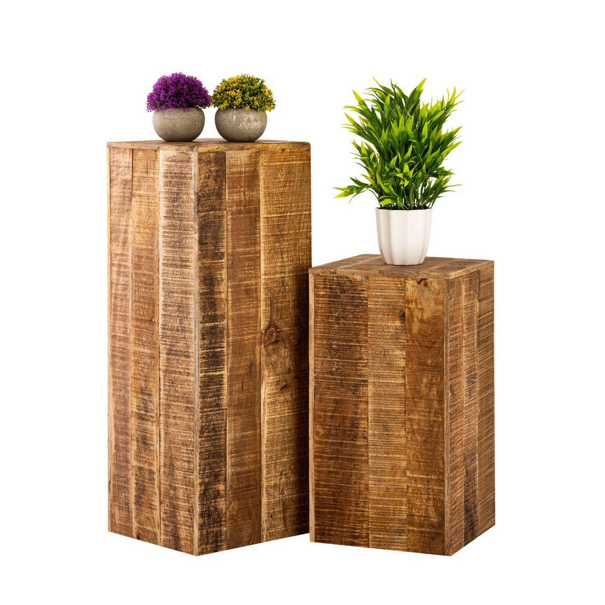 Flower column 27x27 H50 or 73cm flower stool wood plant stand side table square mango wood