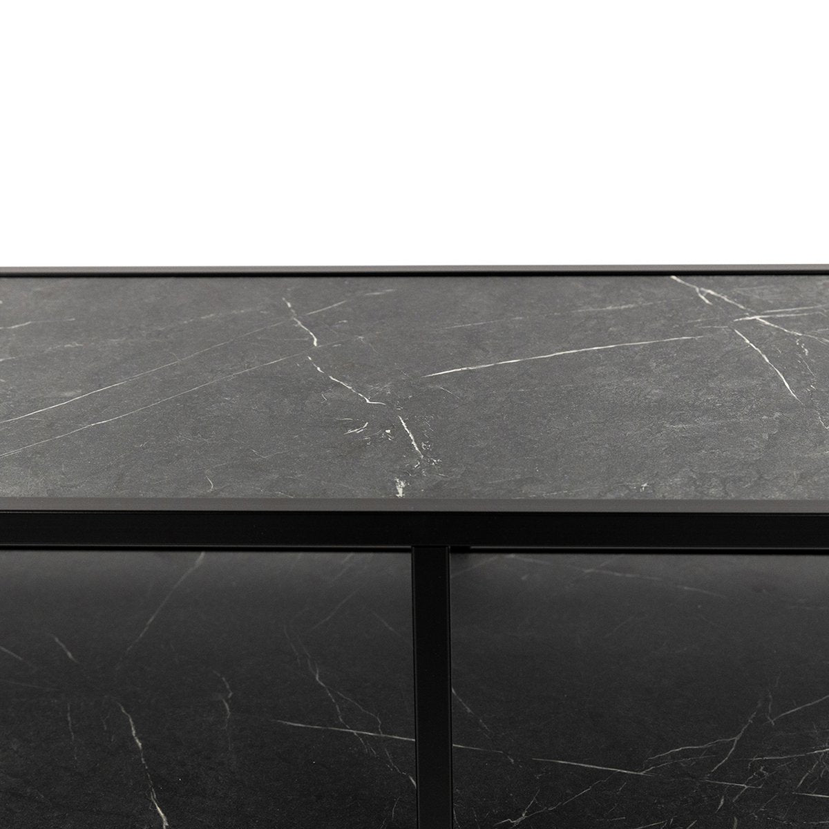 Stalux Side-table 'Teun' 150cm, color black / black marble