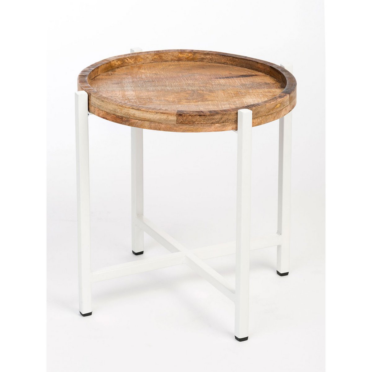 Side table ø 46 x H 45 cm coffee table living room table round Omaha metal frame old silver/black