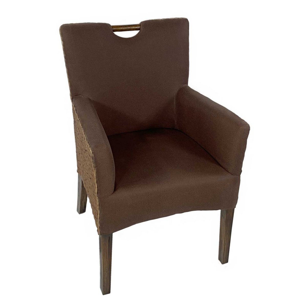 Dining room chairs set of 6 rattan armchairs Bilbao fully upholstered upholstery prairie brown