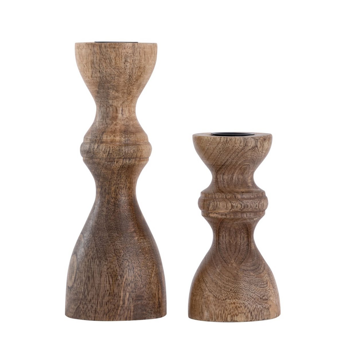 Candlestick Masterbox 18x set of 2 stick candles candle holder H20/13x6cm round mango wood