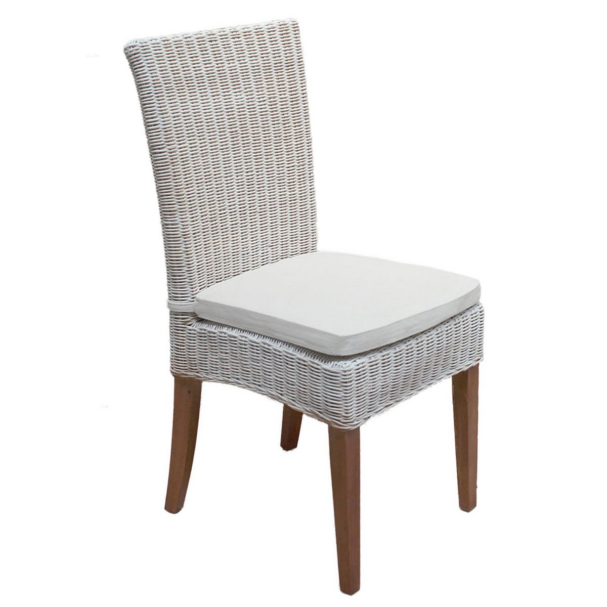 Dining room chairs rattan chairs winter garden Cardine 6 pieces white with/without seat cushion white linen