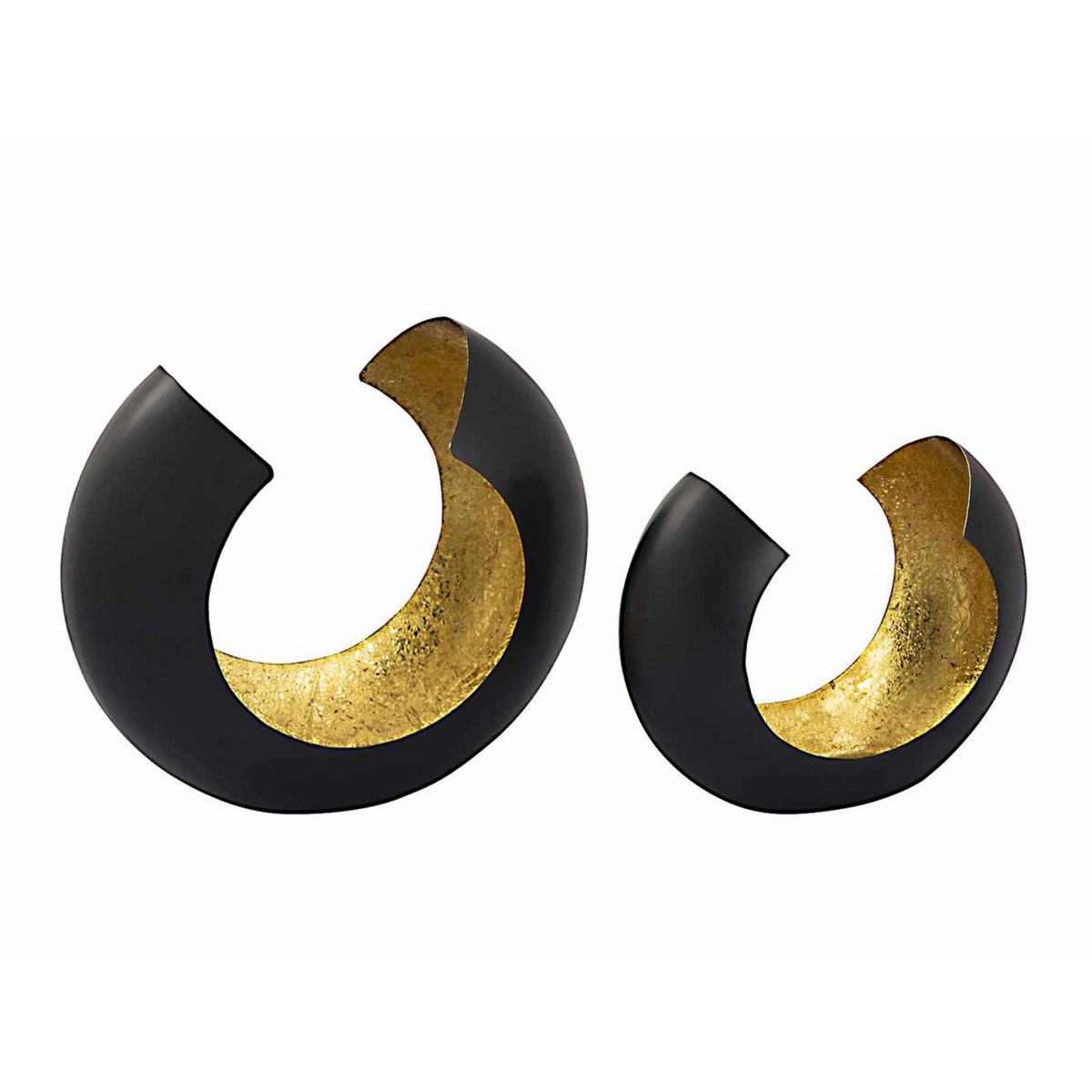 Candle holder set 2-piece tea light holder candlestick Omega black matt gold-plated inside