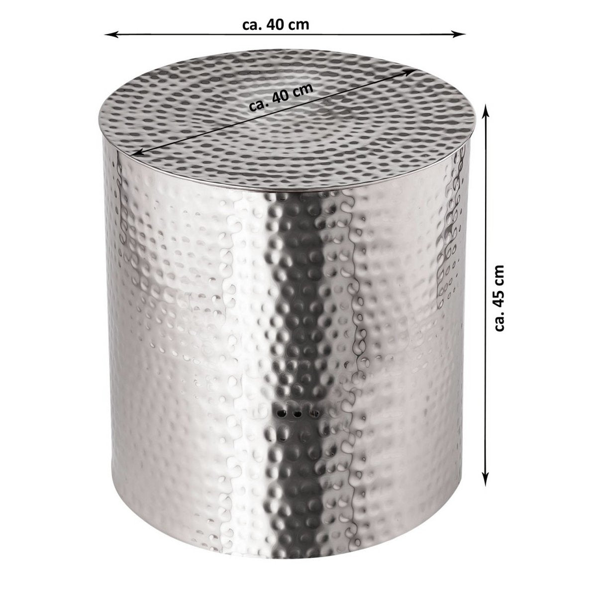 Side table metal ø 40 x 45 cm round decorative table Tunis silver or gold hammered aluminum