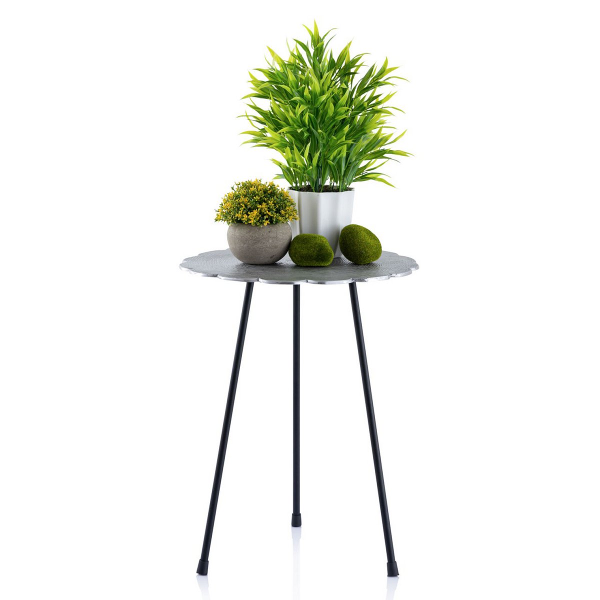 Beistelltisch Metall 4-teilig Dekotisch Hilton ø 35 x H 45 cm rund silber o. gold Aluminium