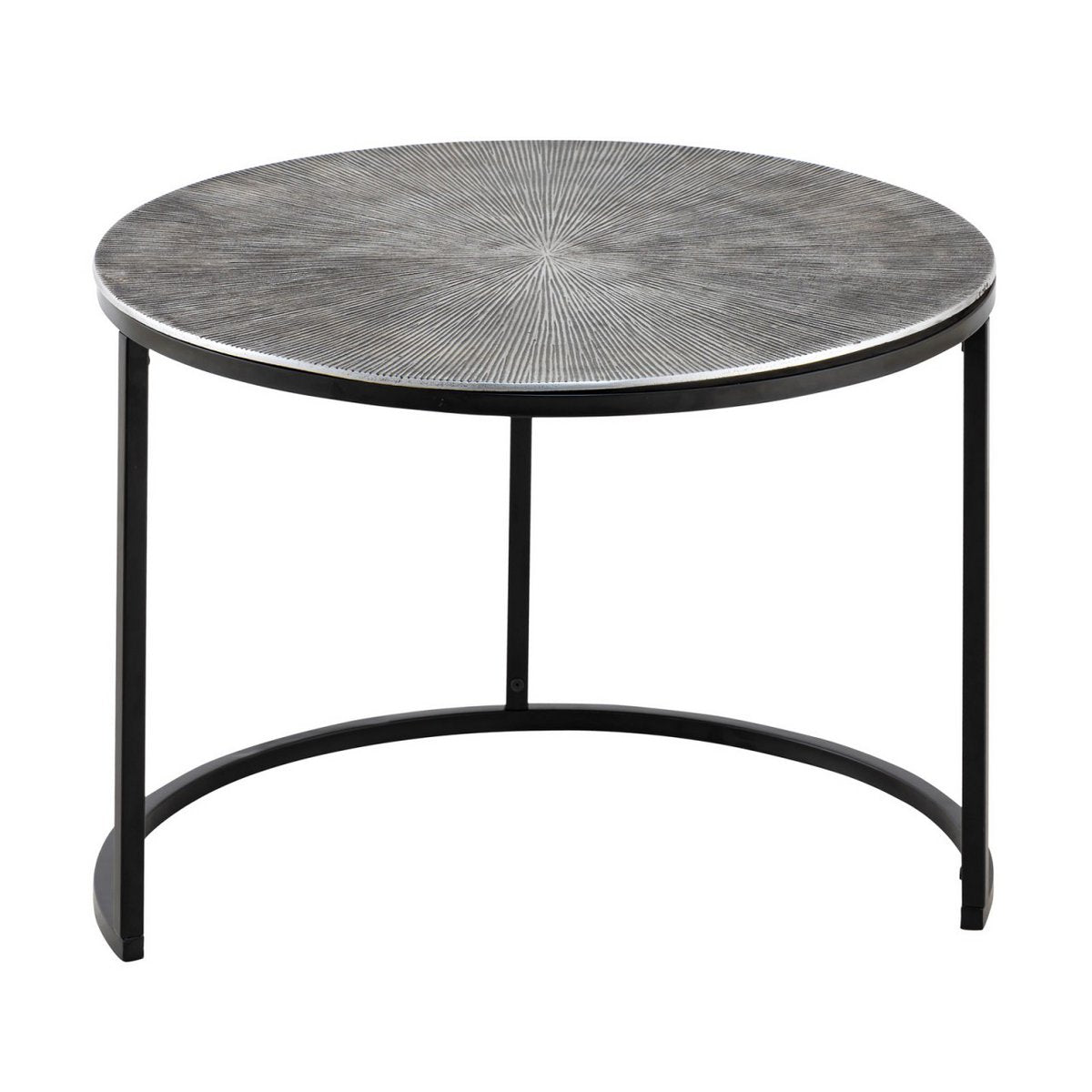 Couchtisch Set 2-teilig ø 55 u. 45 cm Beistelltisch silber Metall Tische rund Carlton Wohnzimmer