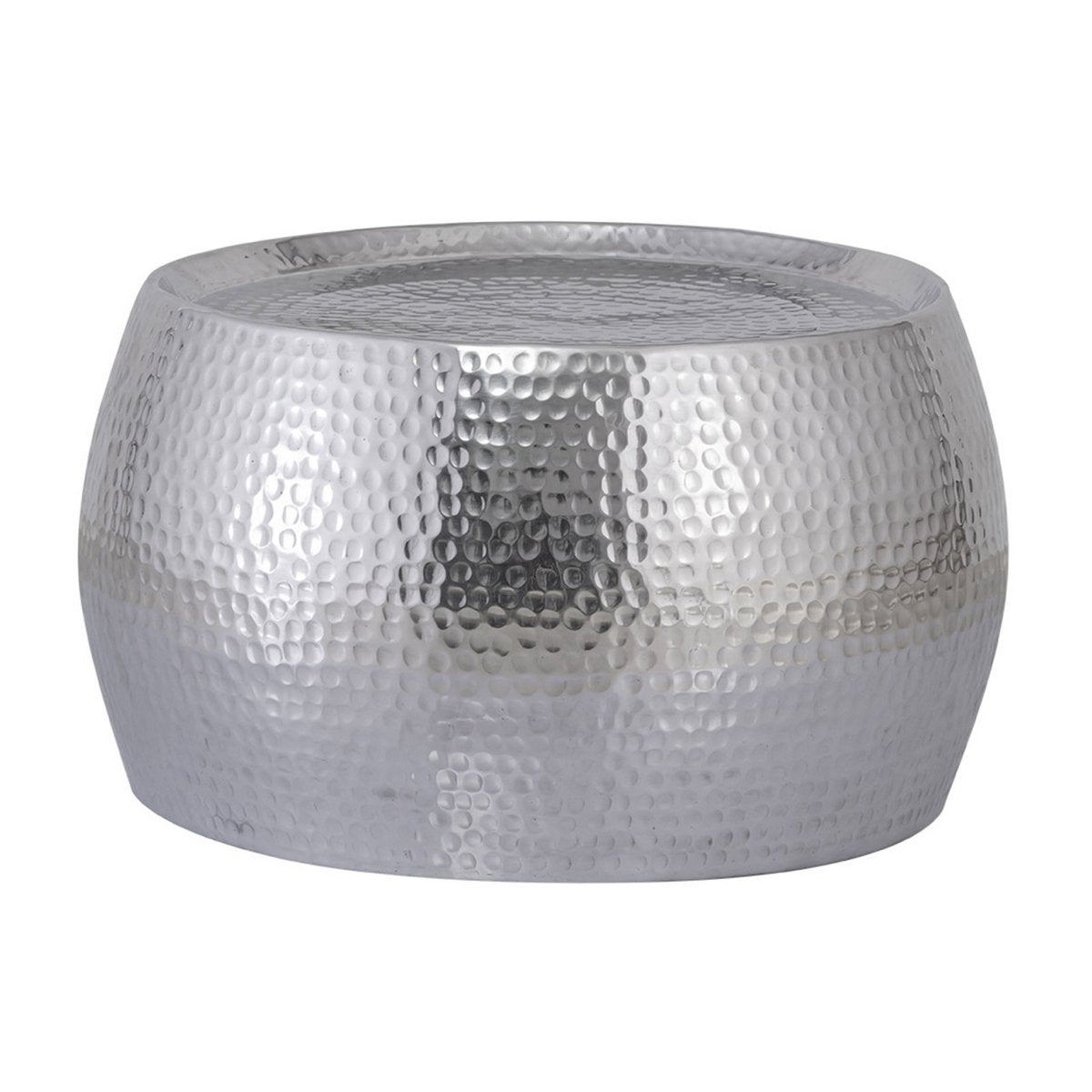 Coffee table set of 2 Dakar round ø 59/48 x H 30/28 cm silver hammered aluminum