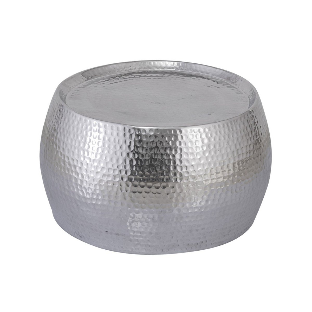 Coffee table set of 2 Dakar round ø 59/48 x H 30/28 cm silver hammered aluminum