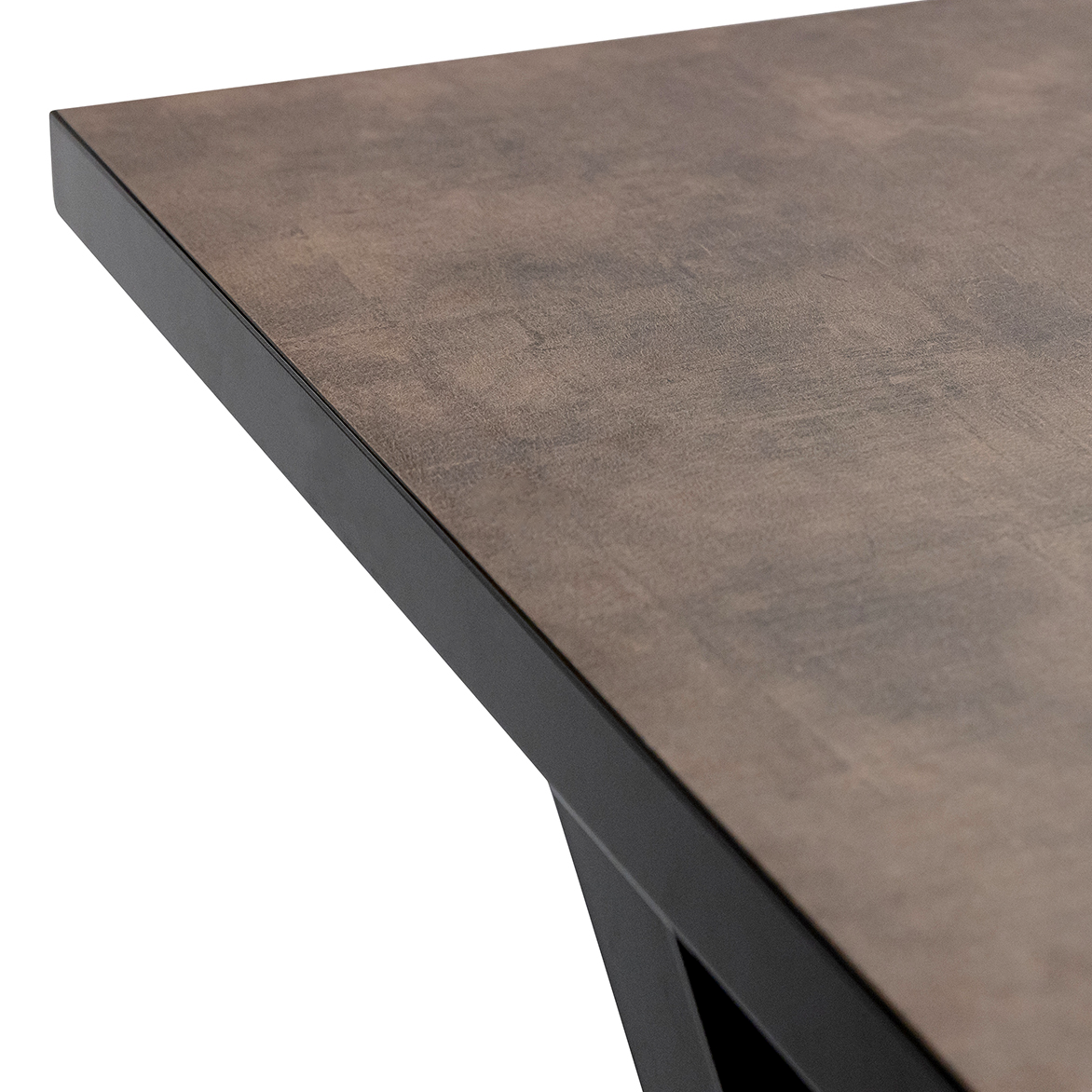 Stalux Dining table 'Rose' 200 x 100cm, color black / brown leather look