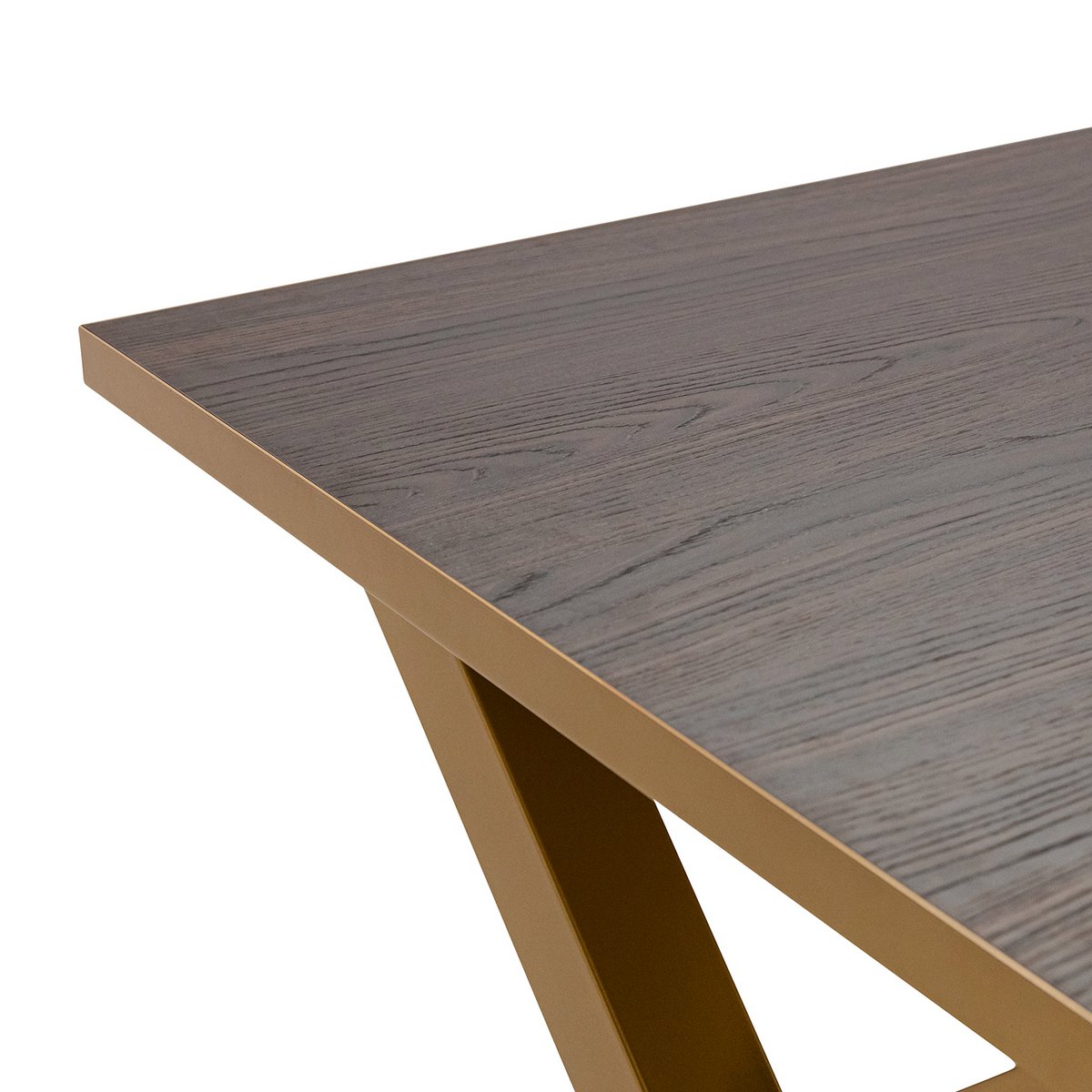Stalux Dining table 'Rose' 240 x 100cm, color gold / brown wood