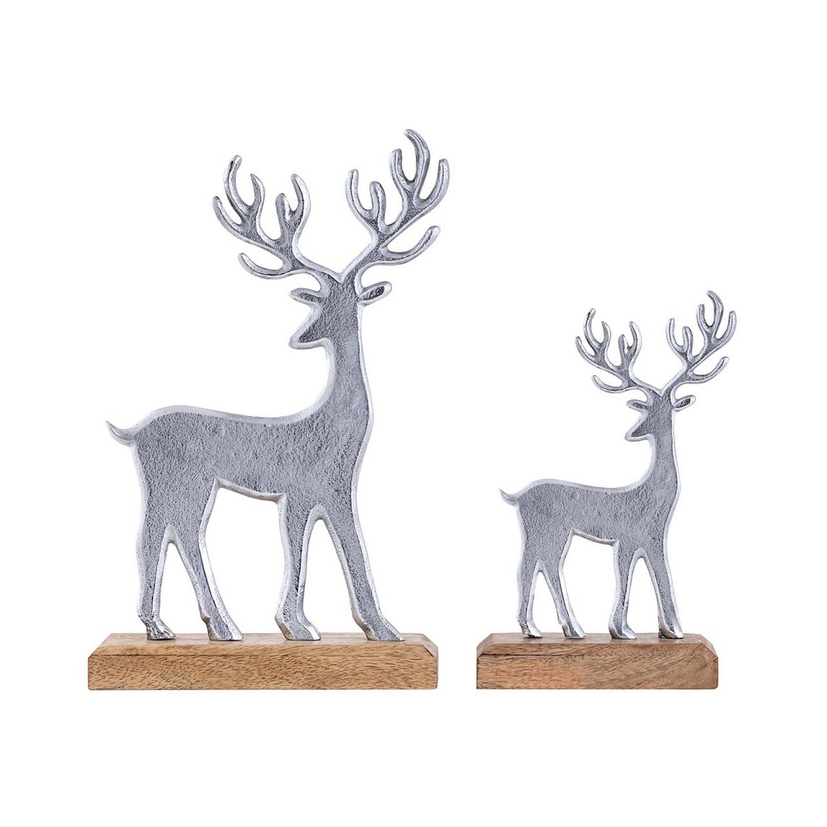 Decorative figure set of 2 deer stand 14/20x22/32cm Masterbox 8-piece aluminum
