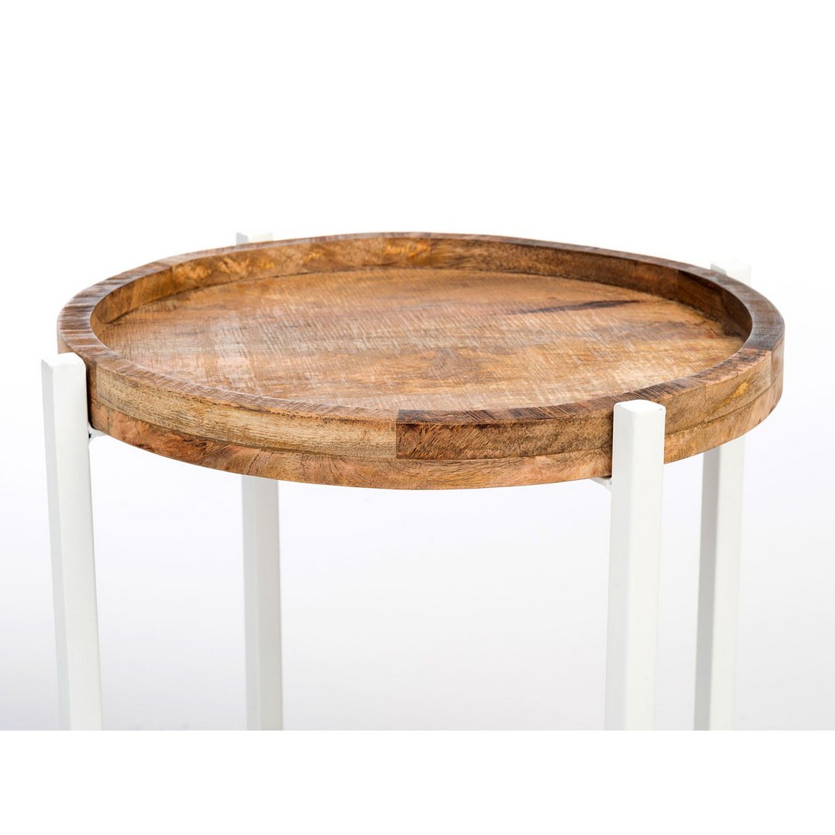 Side table ø 46 x H 45 cm coffee table living room table round Omaha metal frame old silver/black
