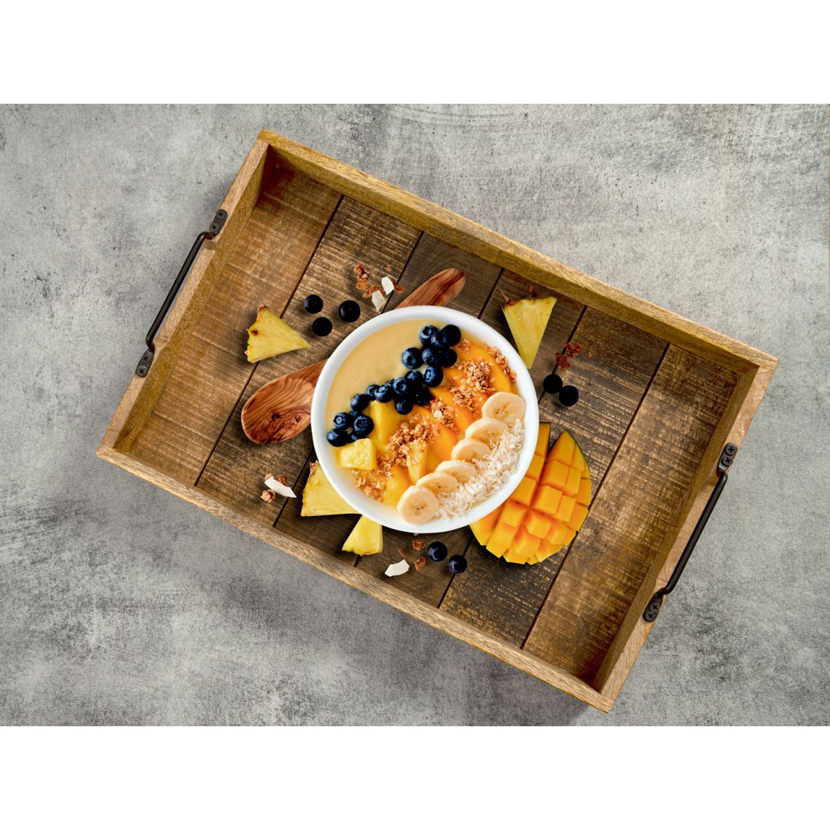Serving tray Wooden tray XXL 57x39cm Wooden tray Serving tray Decorative tray made of solid mango wood
