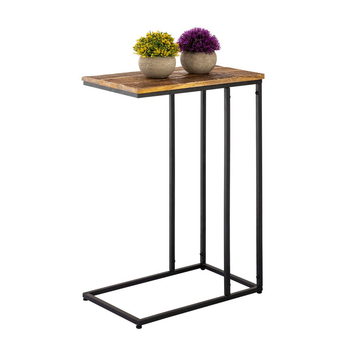 Side table wood 25x60x40cm sustainable sofa table laptop table C-table Toronto metal frame