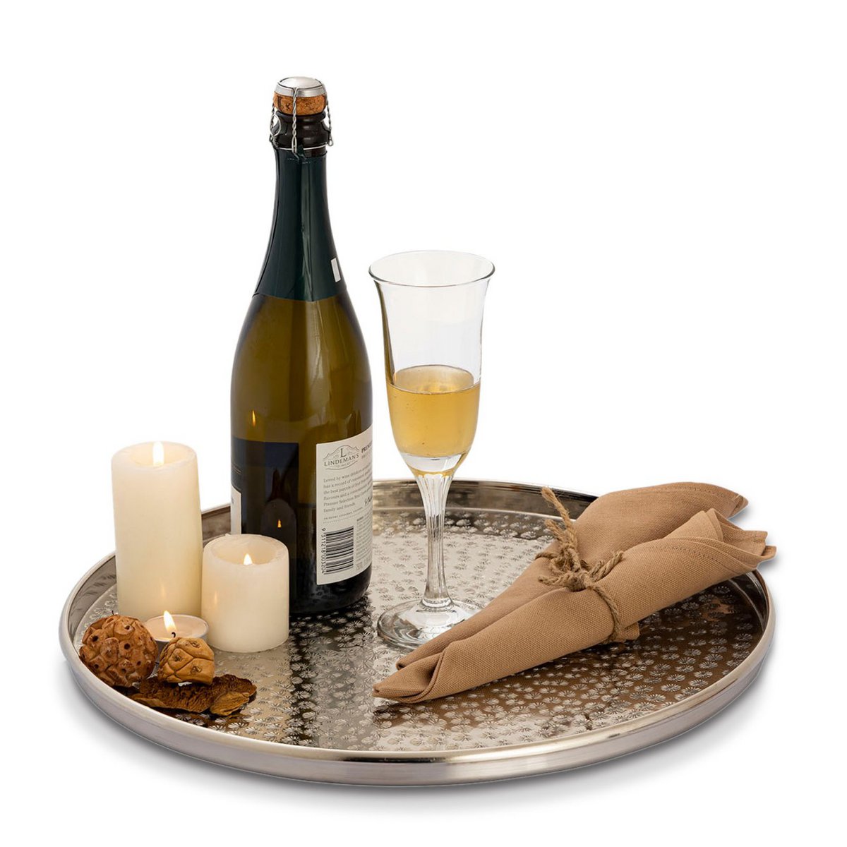 Decorative tray 12 pieces metal ø 40 cm round silver or gold serving tray candle tray decorative tray