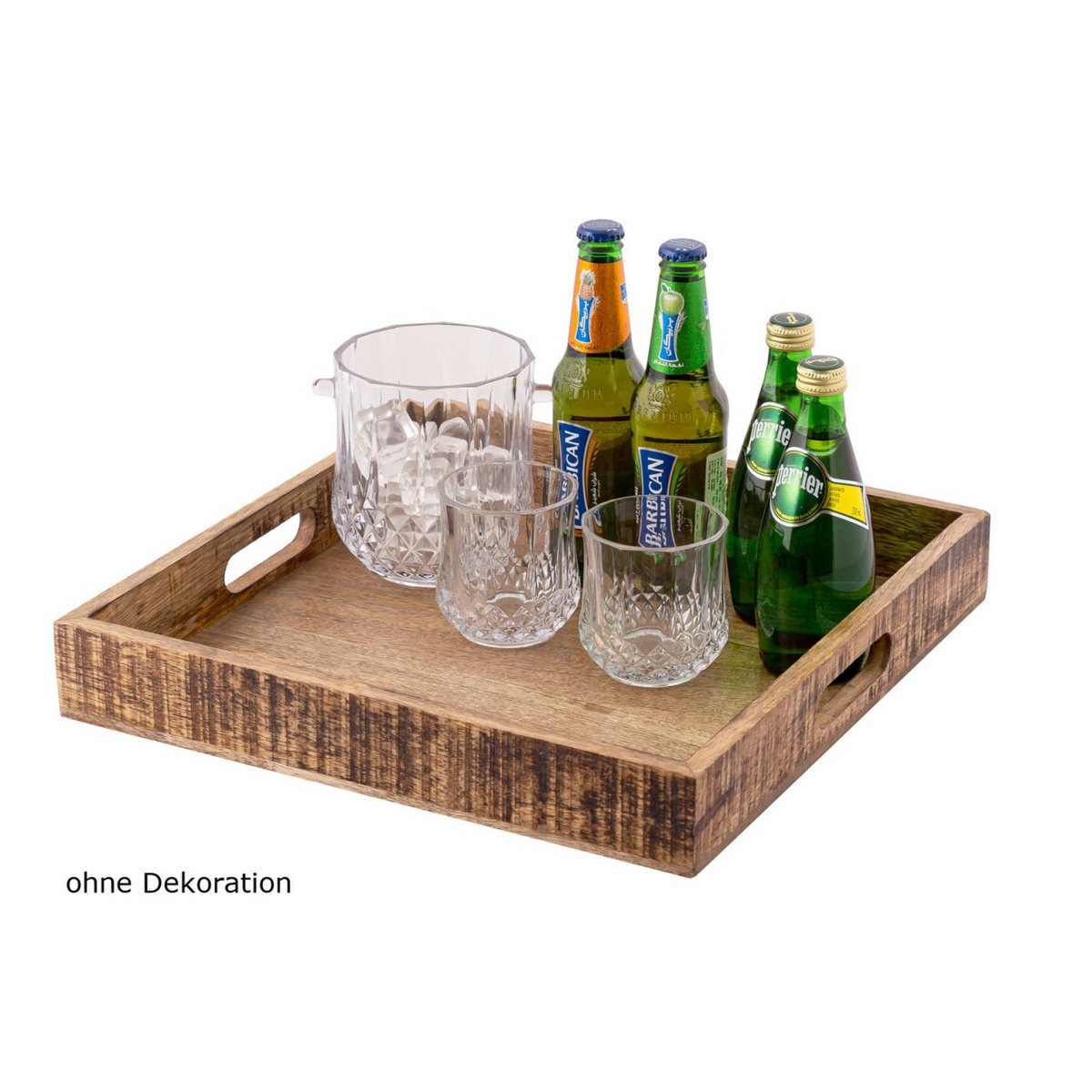 Wooden tray Serving tray 40x40cm Wooden tray Serving tray Decorative tray square made of mango wood