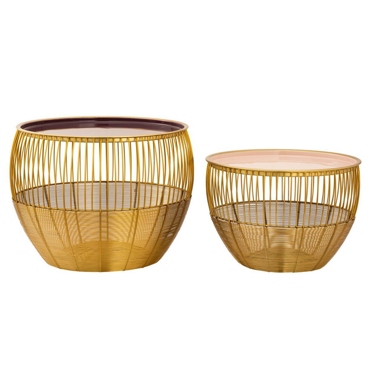 Side table set of 2 round tables ø 49/41 H 37/29 cm decorative sofa table Glamira coffee table gold