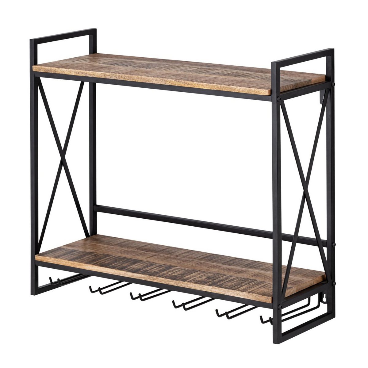 Wine rack wooden home bar bottle rack 60x45x25cm Rio mango wood metal frame