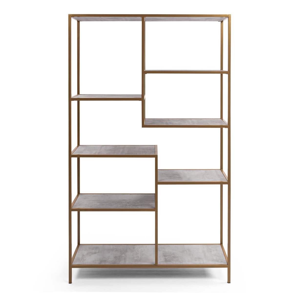 Stalux Shelving unit 'Guus' 120 x 200cm, color gold / concrete