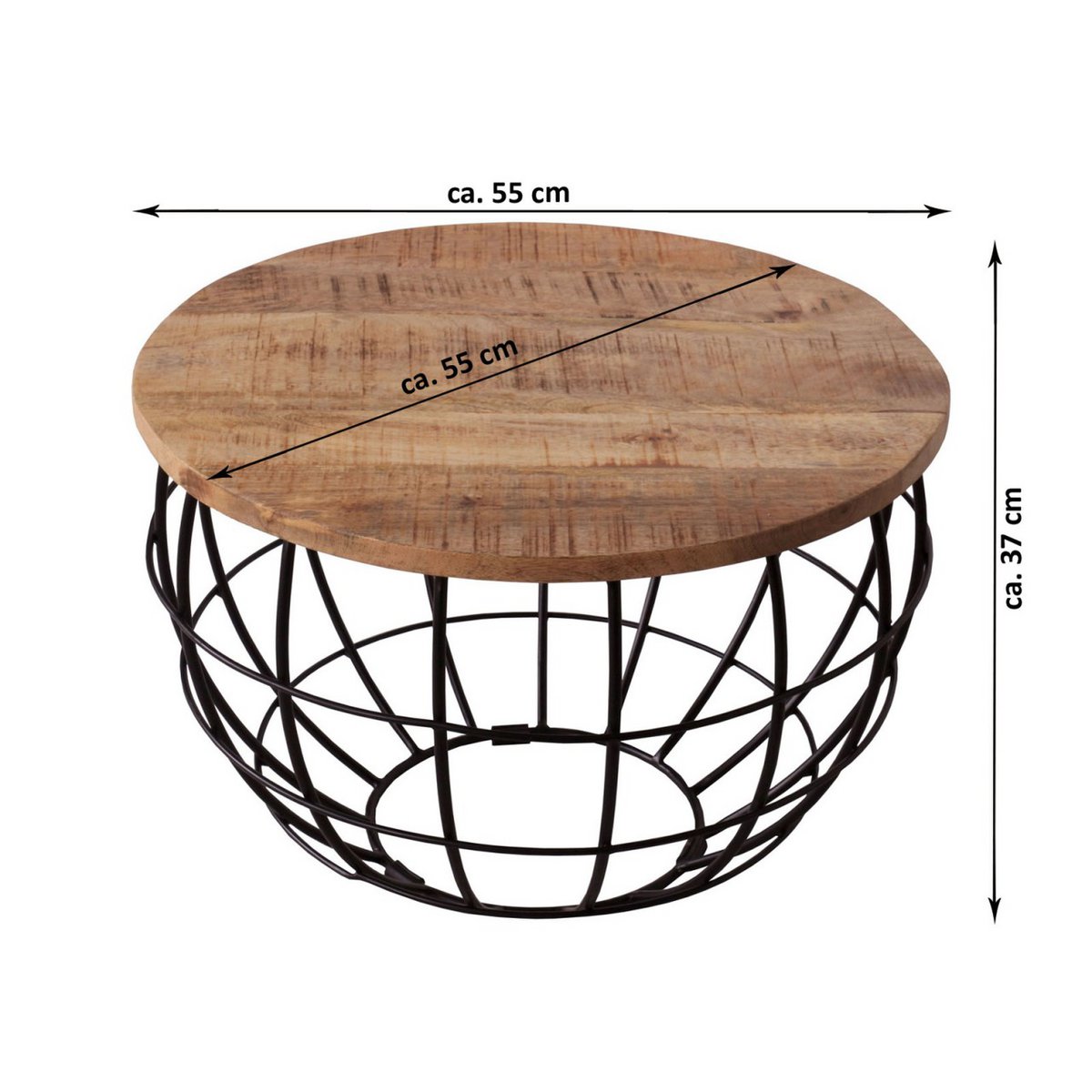 Coffee table ø 55 cm living room table round side table sustainable London metal wire frame grid