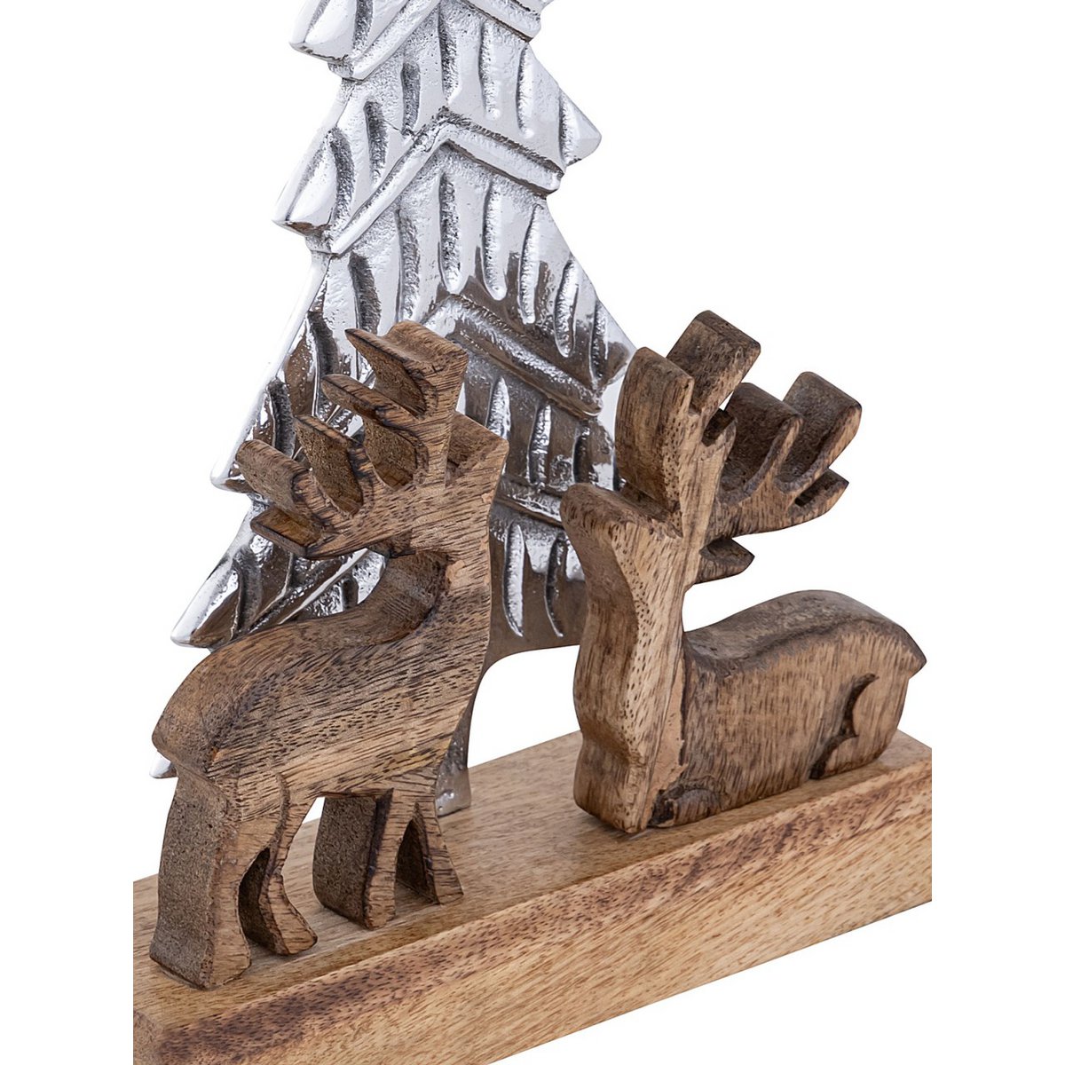 Decorative figure Christmas tree with deer 20x31cm Christmas decoration mango wood aluminum