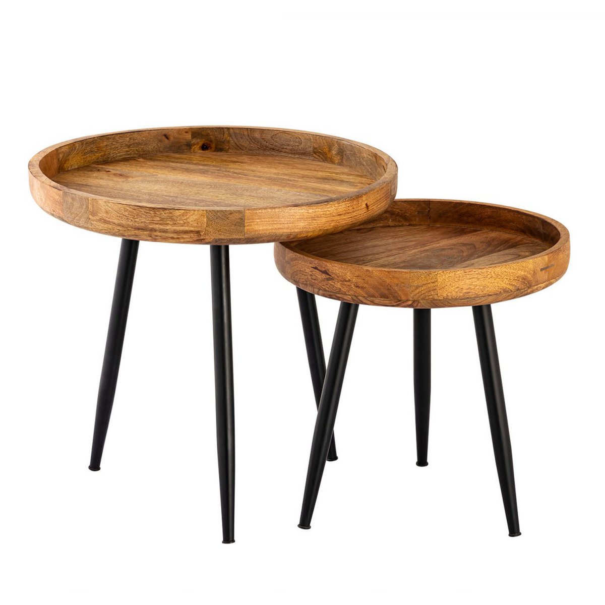 Side table wood round ø 40 or 50cm coffee table living room table Vancouver metal feet matt black
