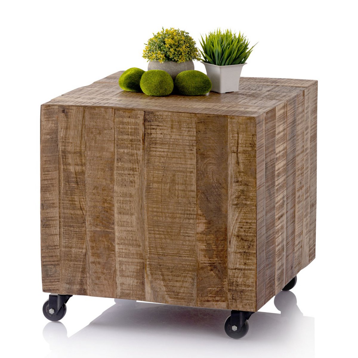 Coffee table square 45 x 45 x 45 cm side table flower table sustainable mango reclaimed wood