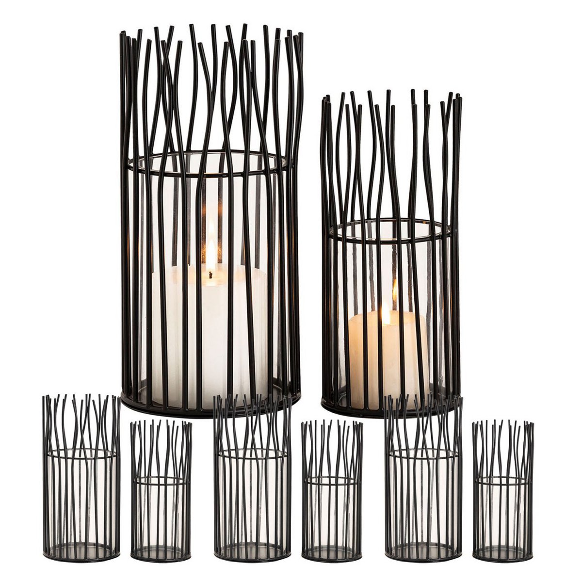 Lantern 8-piece set 2 x 4 VE candle holder tealight holder Loft black or silver candlestick