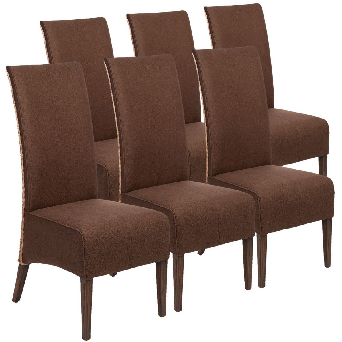 Rattan chairs set of 6 dining room chairs 6 pieces upholstered chairs Antonio brown upholstery suede look