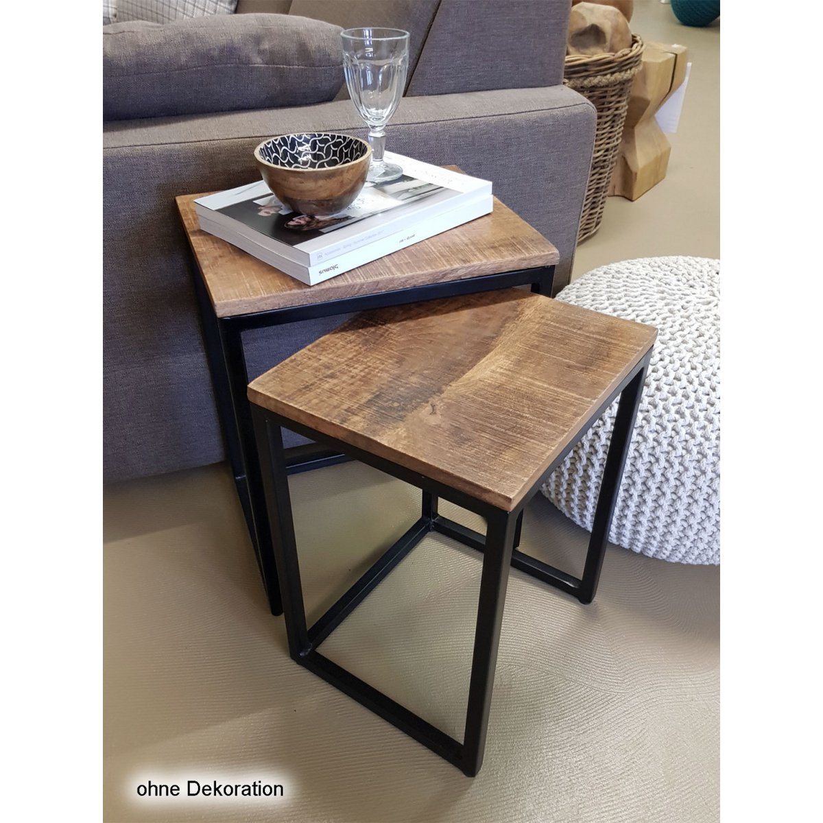 Coffee table set 2 pieces living room table nesting table Dallas metal frame black or white