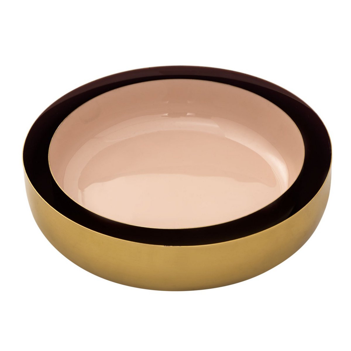 Decorative bowl set of 2 round ø 22/18 cm snack bowl glam high-quality gold metal and enamel inside