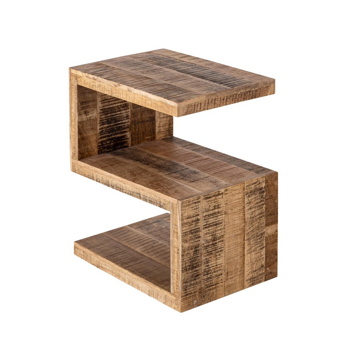 Side table wood S shape 42x50x31cm Sofa table Sissi flower column sustainable mango reclaimed wood
