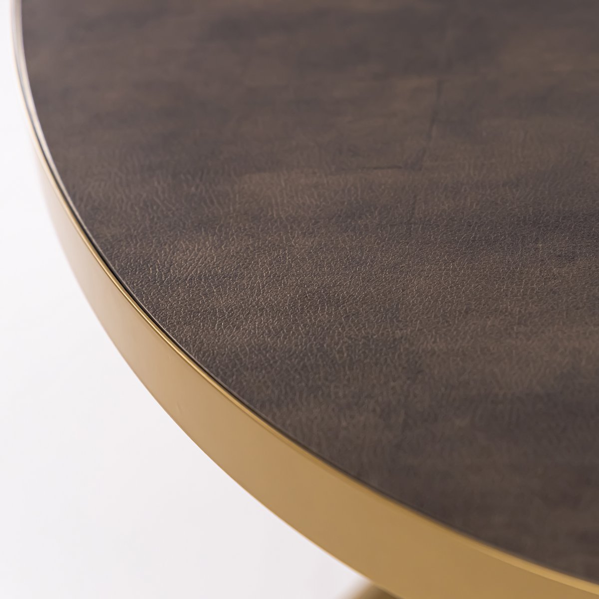 Stalux Oval dining table 'Mees' 210 x 100cm, color gold / brown leather look