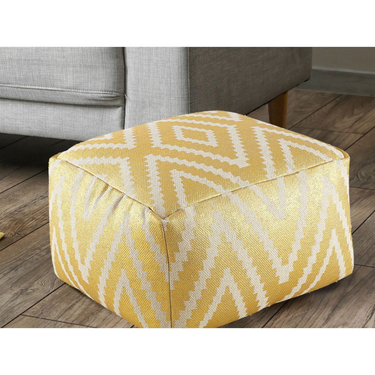 Cube seat footstool stool 55x37x55 cm pouf kilim floor cushion Peru black taupe yellow turquoise