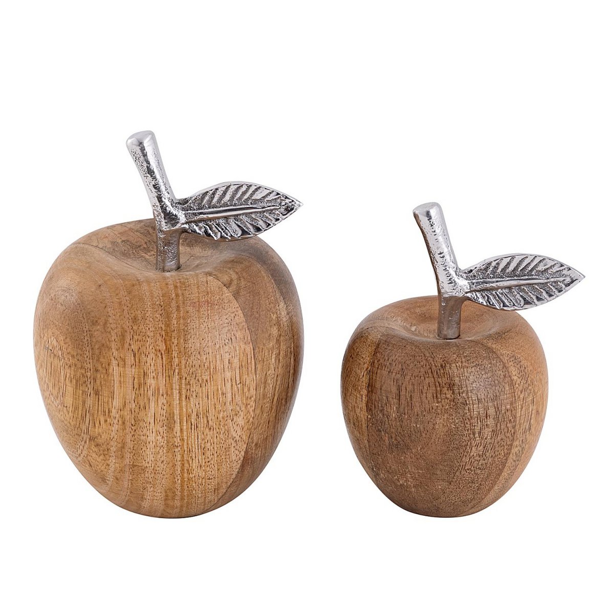 Decorative figures set of 2 apple H15/13x9/8cm stand apple look mango wood aluminum