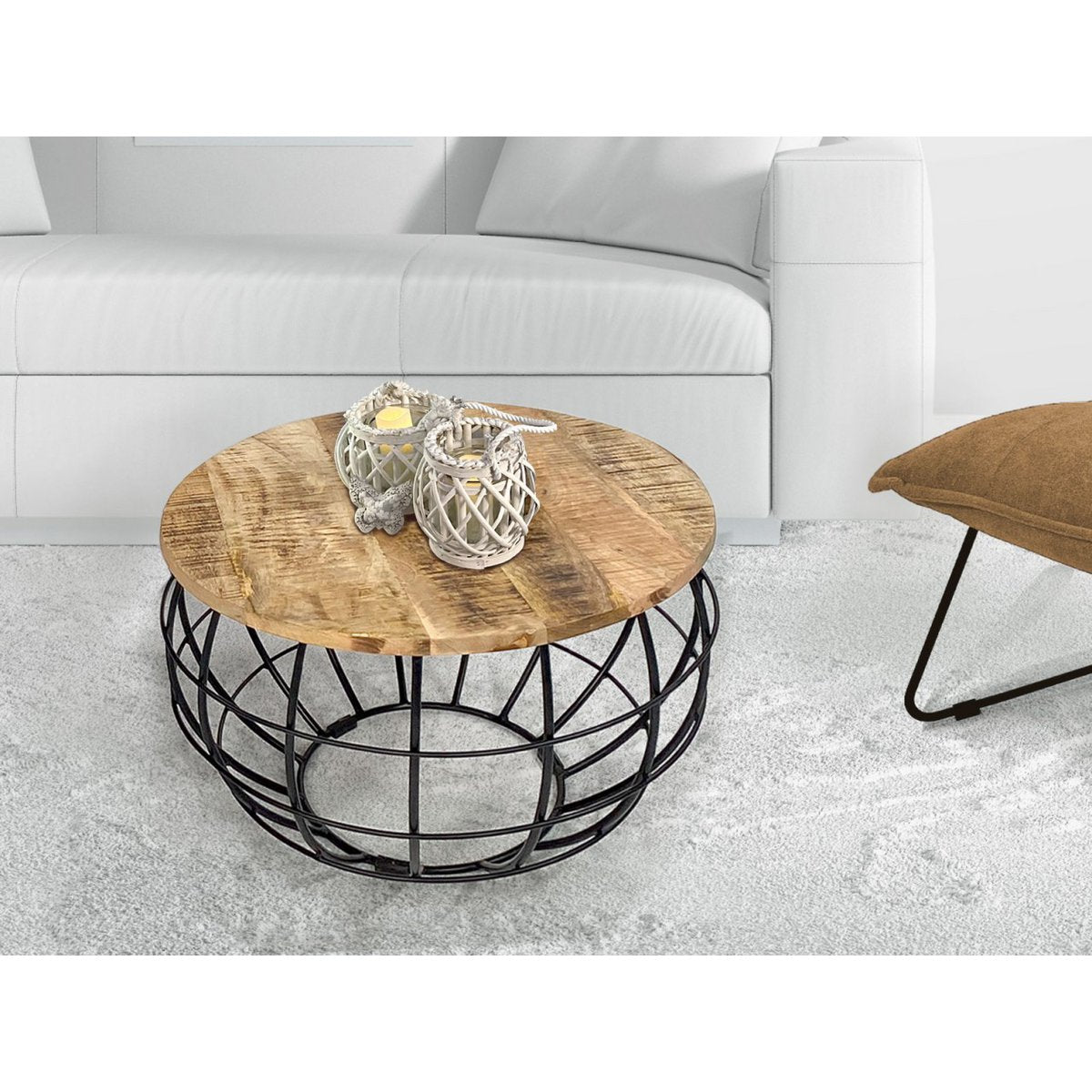 Coffee table ø 55 cm living room table round side table sustainable London metal wire frame grid