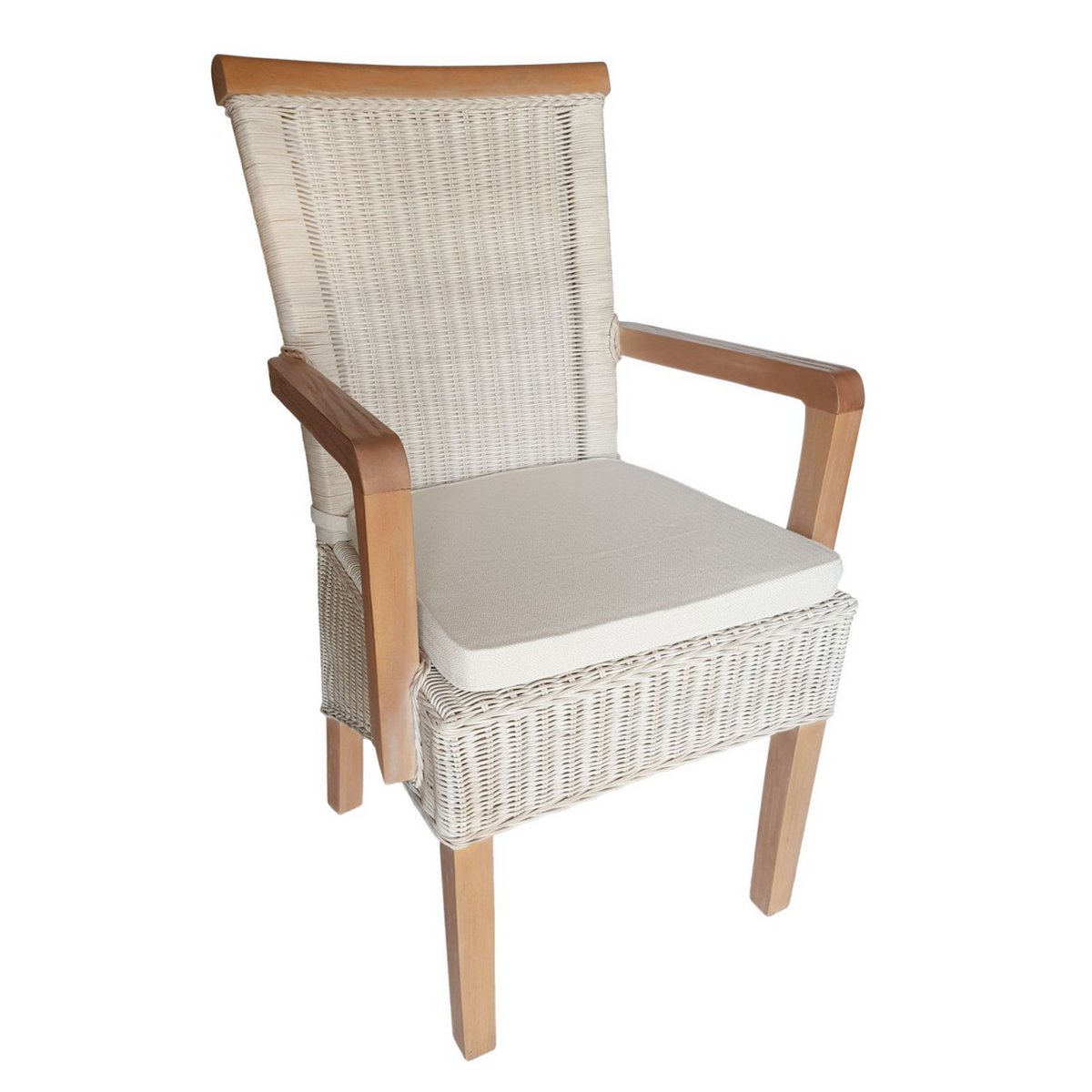 Dining room chairs set with armrests 2 pieces rattan chairs white Perth