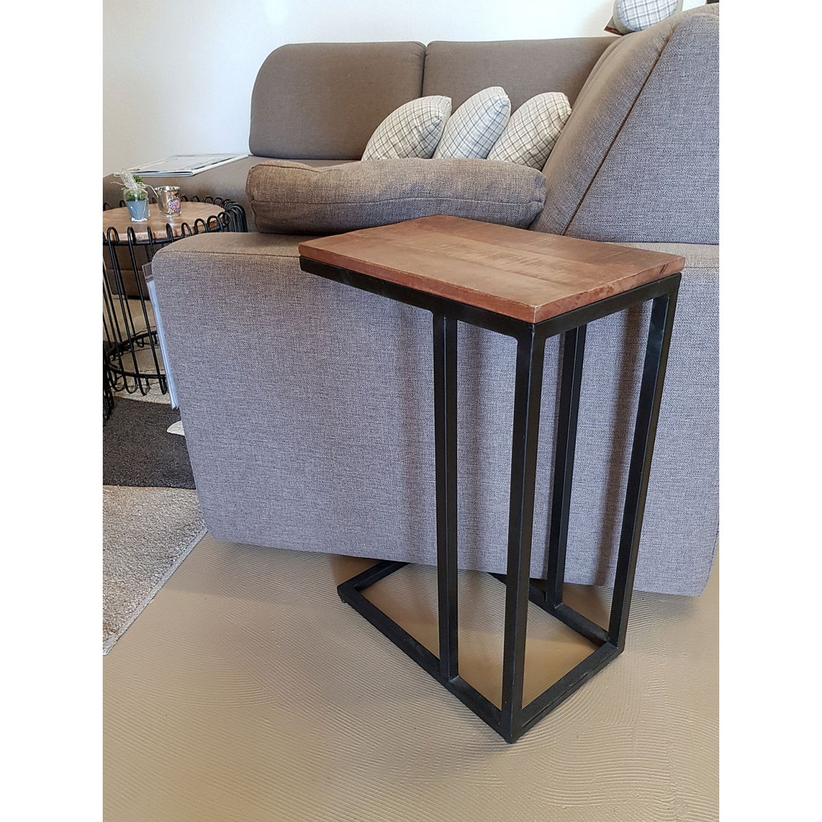 Side table sofa table laptop table C-table 40x60x25 cm Liverpool metal frame black or white