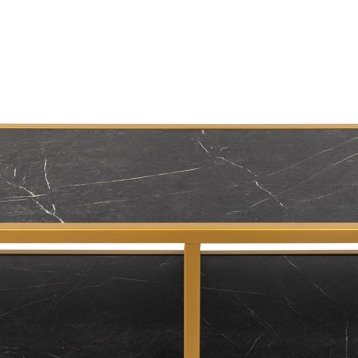 Stalux Side-table 'Teun' 150cm, color gold / black marble