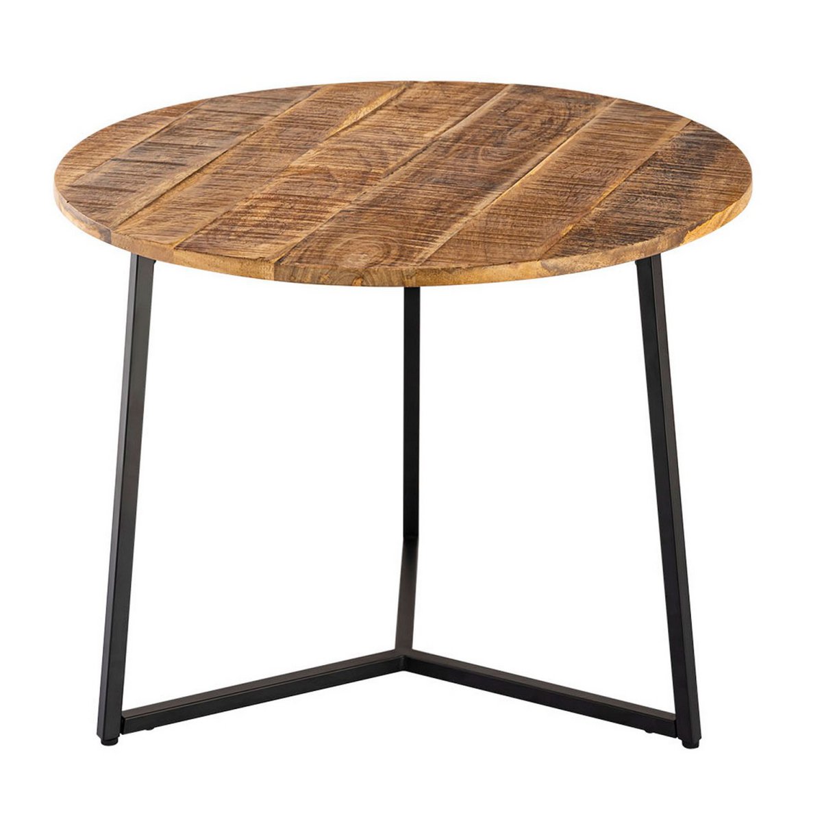 Coffee table round solid wood ø 56cm living room table side table La Palma metal frame black