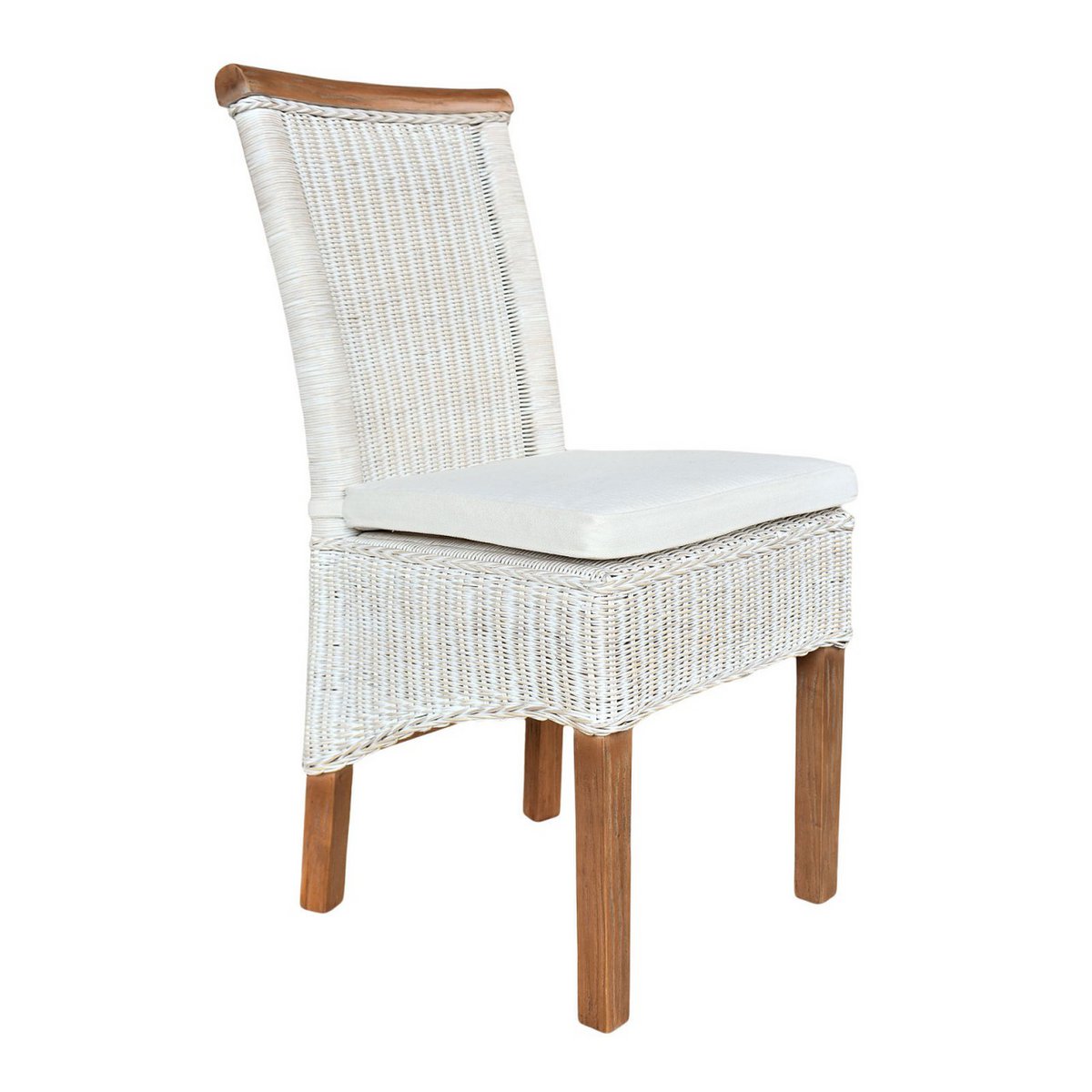 Rattan chair dining room chair white Perth seat cushion linen white