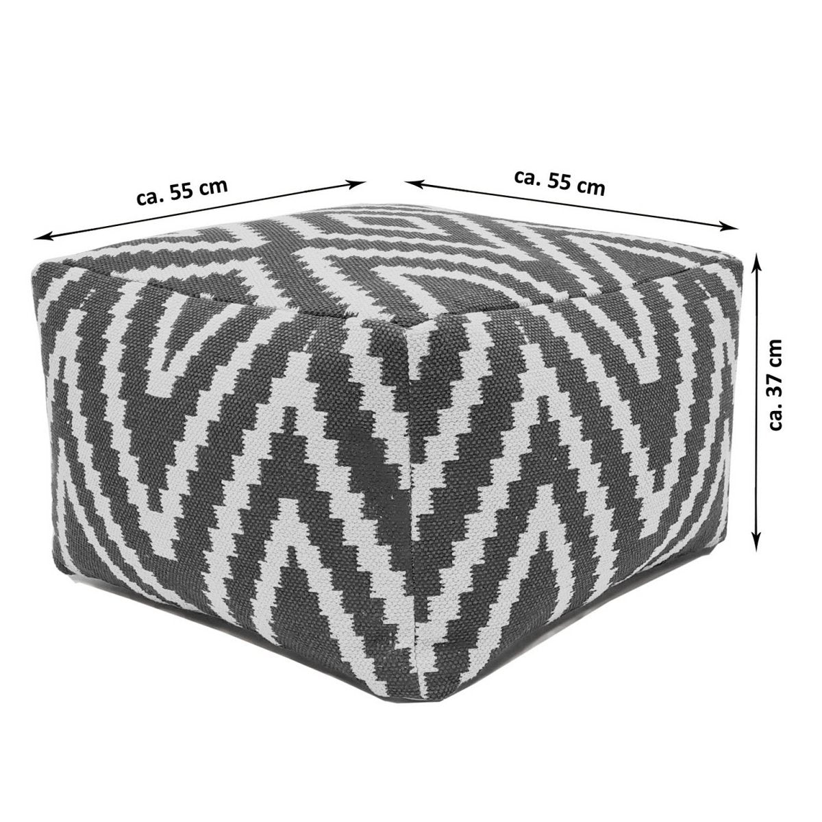 Cube seat footstool stool 55x37x55 cm pouf kilim floor cushion Peru black taupe yellow turquoise