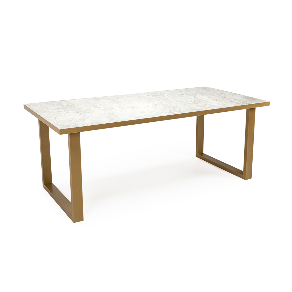 Stalux Dining table 'Joop' 180 x 100cm, color gold / white marble