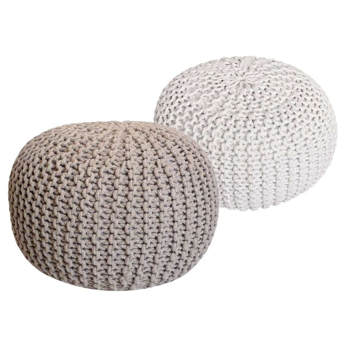 Pouf SET 2 pieces Knitted stool Floor cushion Coarse knit look Ø 55 cm H 37 cm
